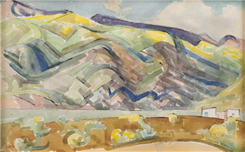 New Mexico Landscape with Houses - Image 1 of 2