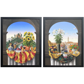 Still Life Oil Paintings with Italian Backgrounds, La Campana & La Citta, 1999 - Image 1 of 4
