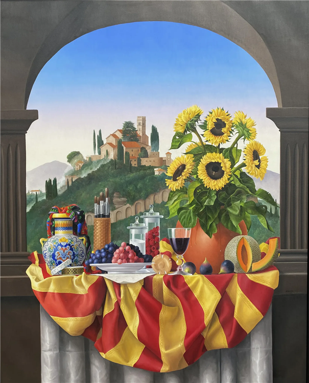 Still Life Oil Paintings with Italian Backgrounds, La Campana & La Citta, 1999 - Image 2 of 4