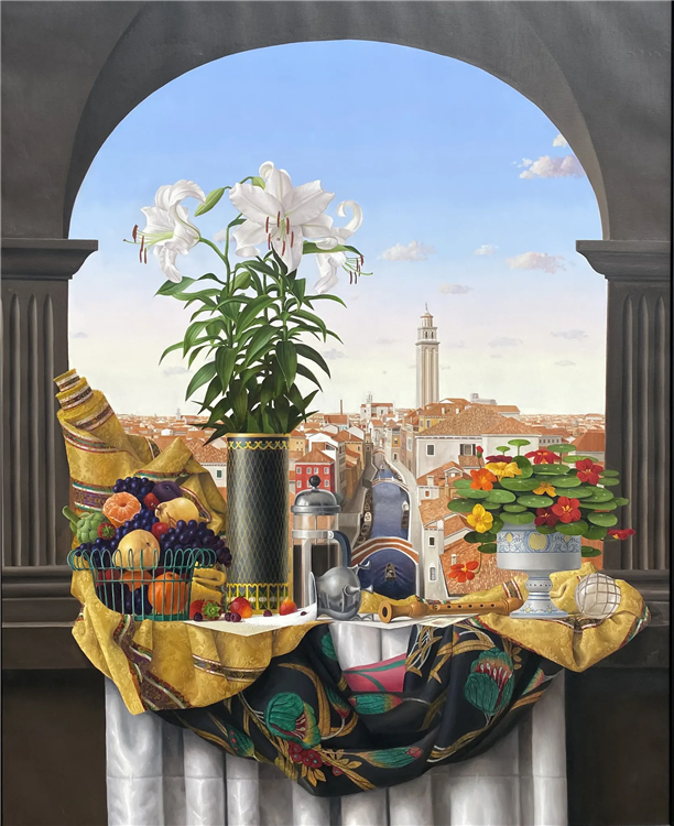 Still Life Oil Paintings with Italian Backgrounds, La Campana & La Citta, 1999 - Image 3 of 4