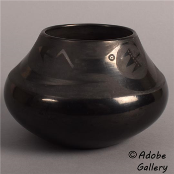 Large San Ildefonso Pueblo Black-on-black Pottery Jar signed Marie—Julian - Image 1 of 4