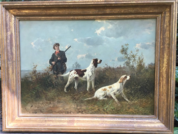 Hunter with 2 Dogs, Flushing