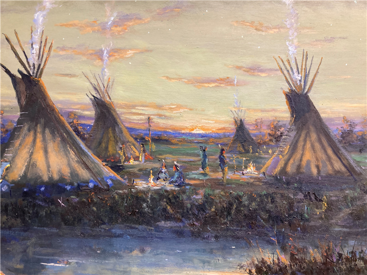 Twilight Sioux Camp at Dusk - Image 3 of 4