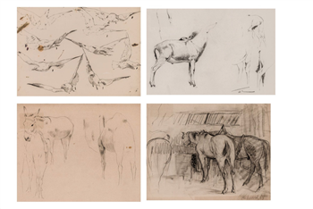 Studies (Gulls, Donkey, Donkey and Camel, at the Trough) (set of four) - Image 1 of 4