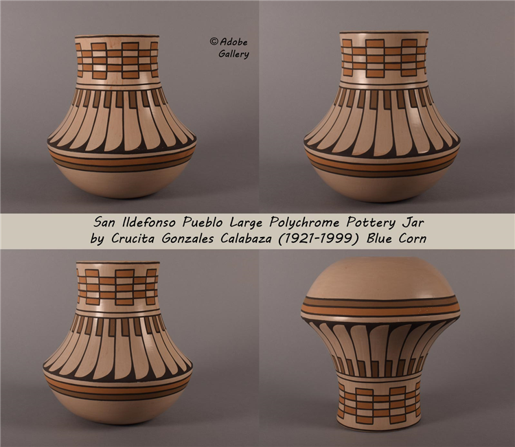 San Ildefonso Large Polychrome Jar by Blue Corn - Image 4 of 4