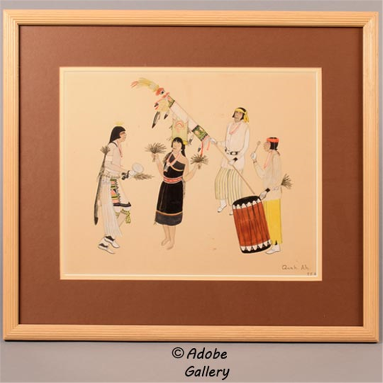 Original Painting of a Four-Figure Corn Dance by Tonita Peña - Image 2 of 4