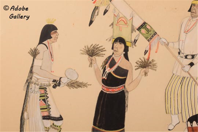 Original Painting of a Four-Figure Corn Dance by Tonita Peña - Image 3 of 4