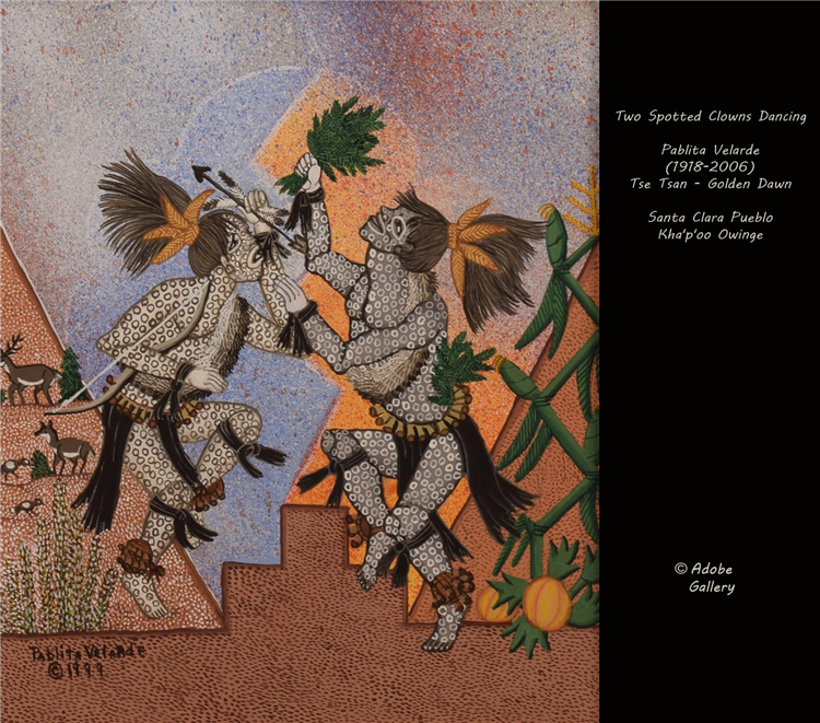 Two Spotted Clowns Dancing by Pablita Velarde - Image 2 of 4