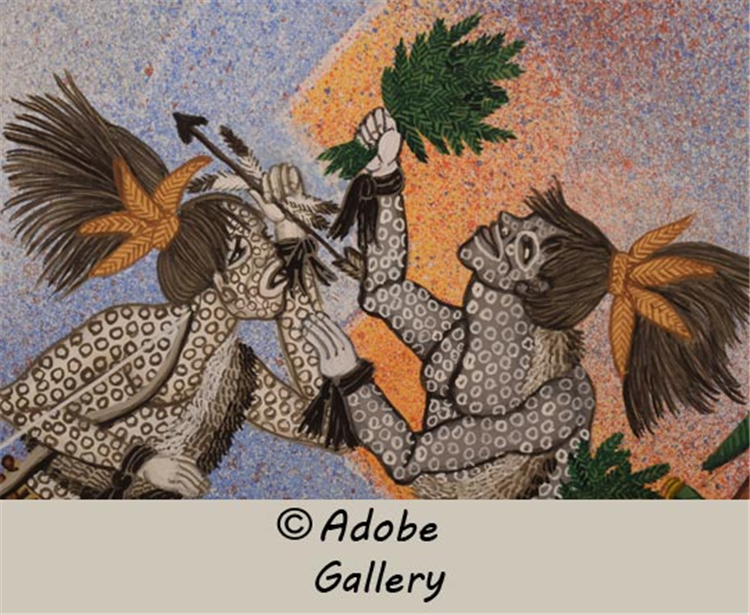 Two Spotted Clowns Dancing by Pablita Velarde - Image 3 of 4