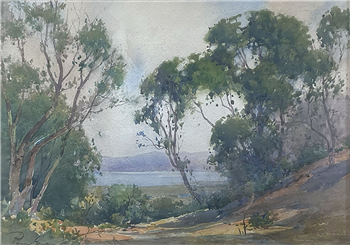 Northern California Landscape with Oaks & Water - Image 1 of 2