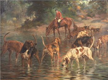 A Moment's Rest - Foxhounds at the Ford