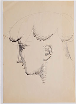 Double-sided drawing: Head in Profile/ Figure - Image 1 of 3