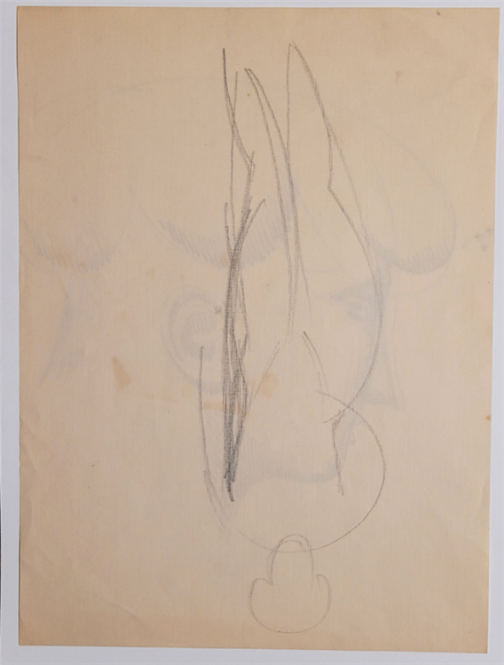 Double-sided drawing: Head in Profile/ Figure - Image 3 of 3