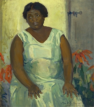 Woman with Poinsettias