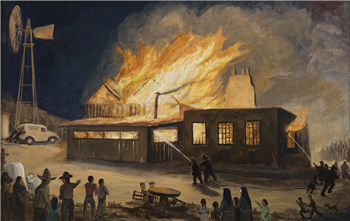 Fire at Bustos Midway Cash Store at Pecos, New Mexico - Image 1 of 2
