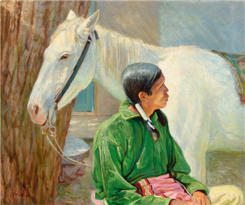 A Taos Pueblo Man and His Pony