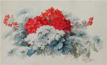 Queen Anne’s Lace and Geraniums - Image 1 of 2