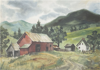 Farmhouse Near Mountain