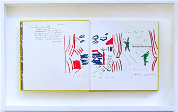 Original Painting, Hockney Paints the Stage (dedicated by Hockney to Walker Art Museum Trustees with additional inscription by Martin Friedman) - Image 1 of 4