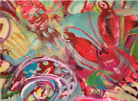 Oil on canvas " Lobster and..." by Susana Gordon Attias