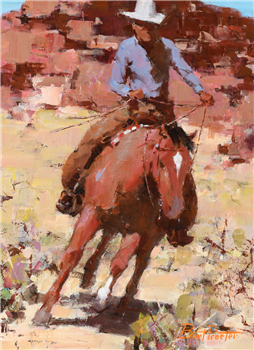 Cowboy on Horseback - Image 1 of 2