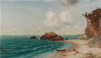 New England Coastal Scene with Figures, 1864