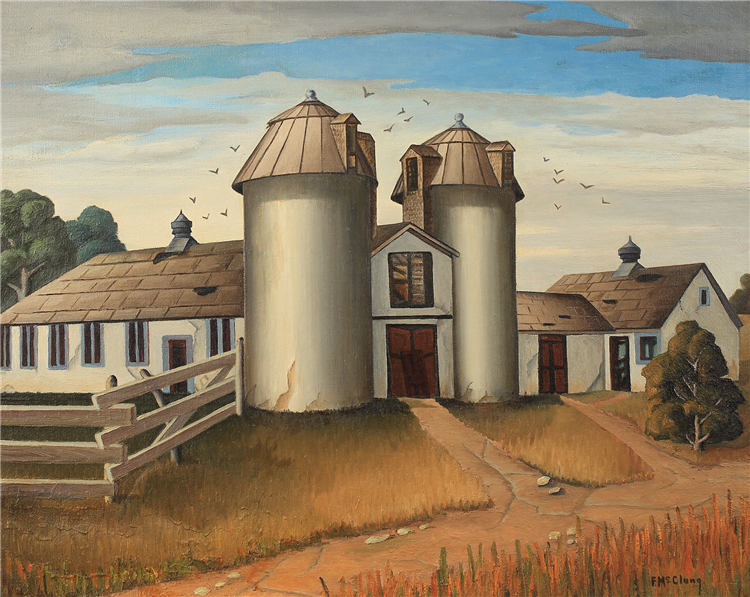 Lot 158. Florence McClung (Am. 1894-1992) 
"Old Dairy - Denison, Texas, Preston Rd. Dairy" 
oil on canvas 24 x 30
signed lower right: F. McClung
estimate: $15,000 - $25,000