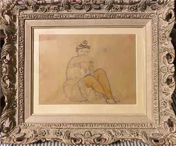 Henri deToulouse-Lautrec, Seated Woman Graphite,Watercolor - Image 1 of 4