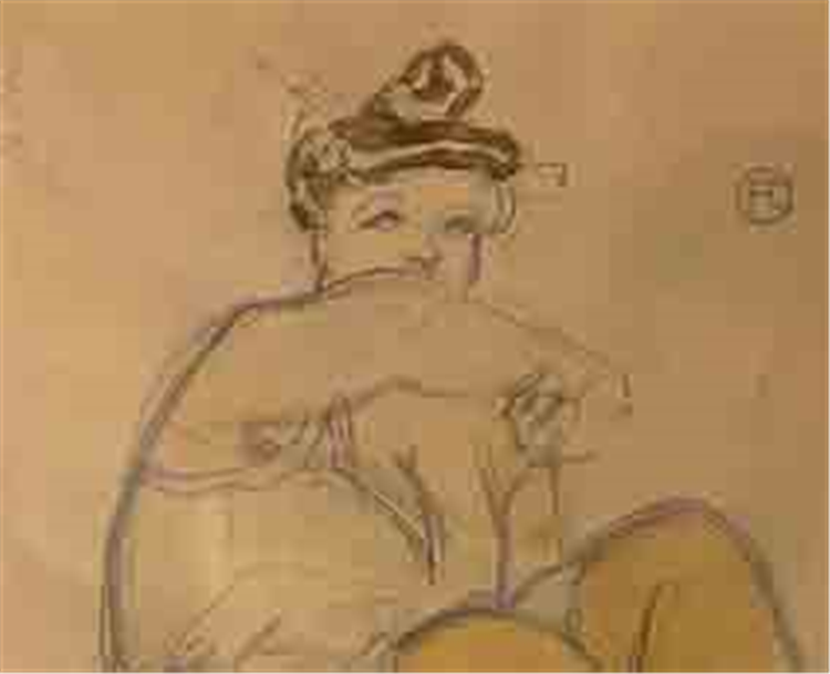 Henri deToulouse-Lautrec, Seated Woman Graphite,Watercolor - Image 4 of 4