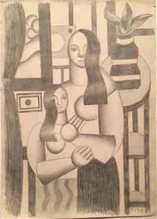 Fernand Leger, Deaux Femmes, Graphite on Paper 1924, signed LR - Image 3 of 3