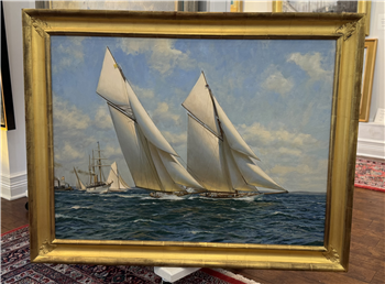 DEFENDER TO WINDWARD OF VALKYRIE lll FIRST RACE OF AMERICAS CUP SEPT 7 1895 - Image 1 of 4