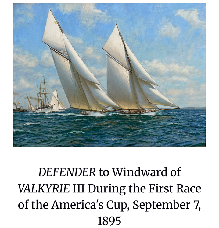 DEFENDER TO WINDWARD OF VALKYRIE lll FIRST RACE OF AMERICAS CUP SEPT 7 1895 - Image 2 of 4