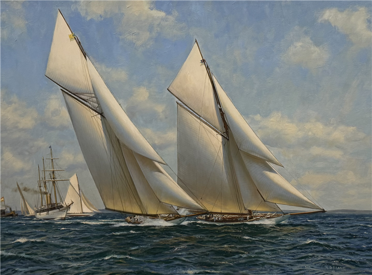 DEFENDER TO WINDWARD OF VALKYRIE lll FIRST RACE OF AMERICAS CUP SEPT 7 1895 - Image 4 of 4