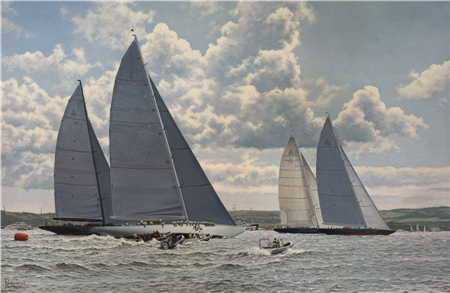 J - Boat Regatta  RANGER  &
LIONHEART by Rodney Charman Oil 24 x 36
