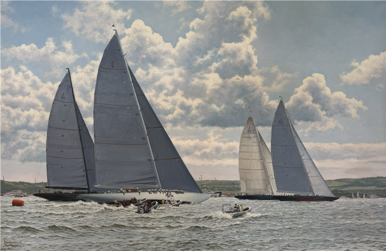 J - Boat Regatta  RANGER  &
LIONHEART by Rodney Charman Oil 24 x 36