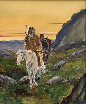 Indian Riders at Sunset - Image 1 of 2