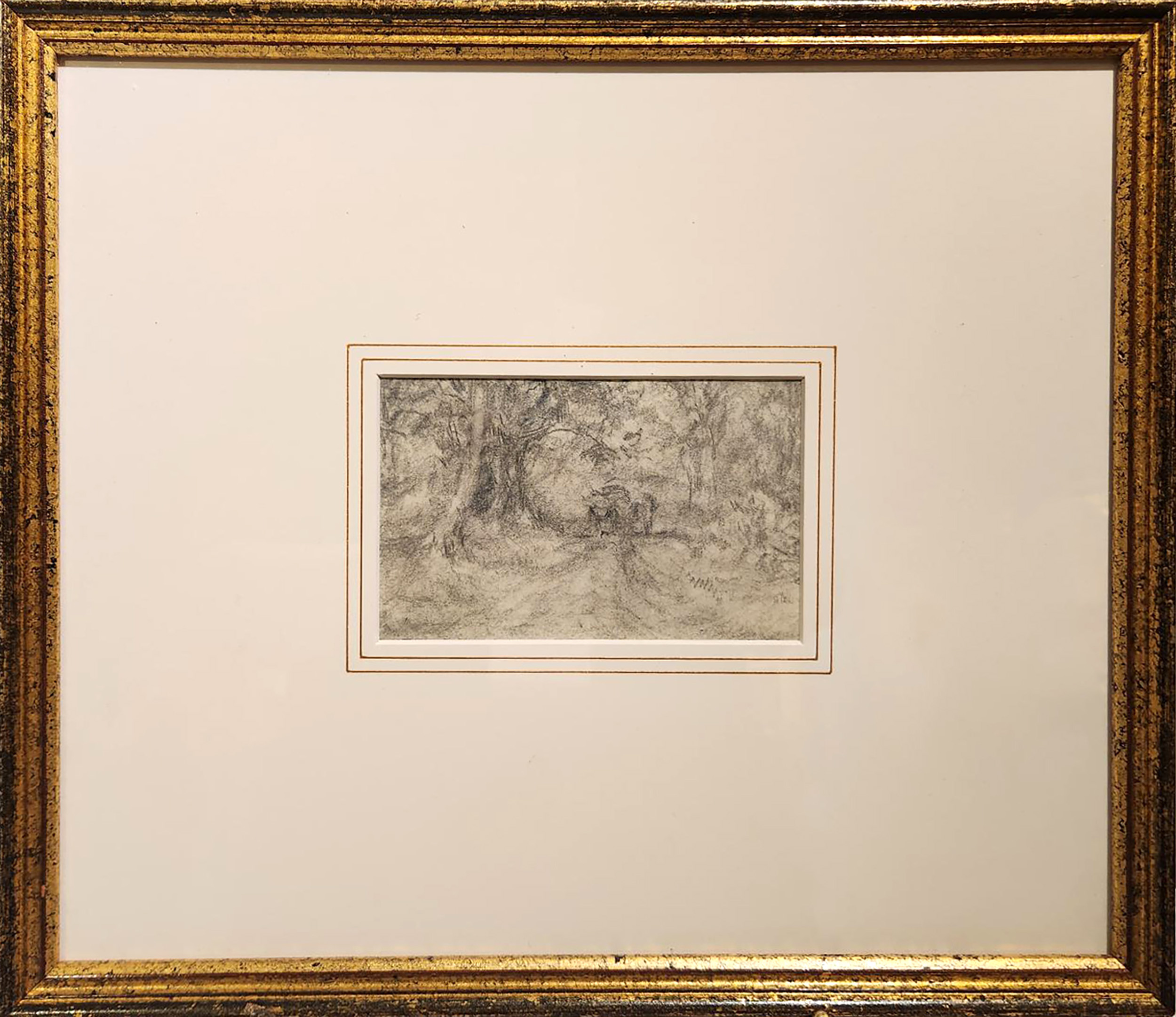 Landscape with figure and oxen cart on a country road - Image 1 of 2
