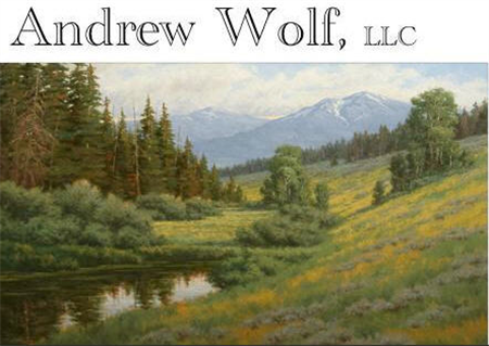 Andrew Wolf Fine Art logo - Sushe Felix specialist dealer in 821 Crown Ridge Dr., Colorado Springs, CO 80904