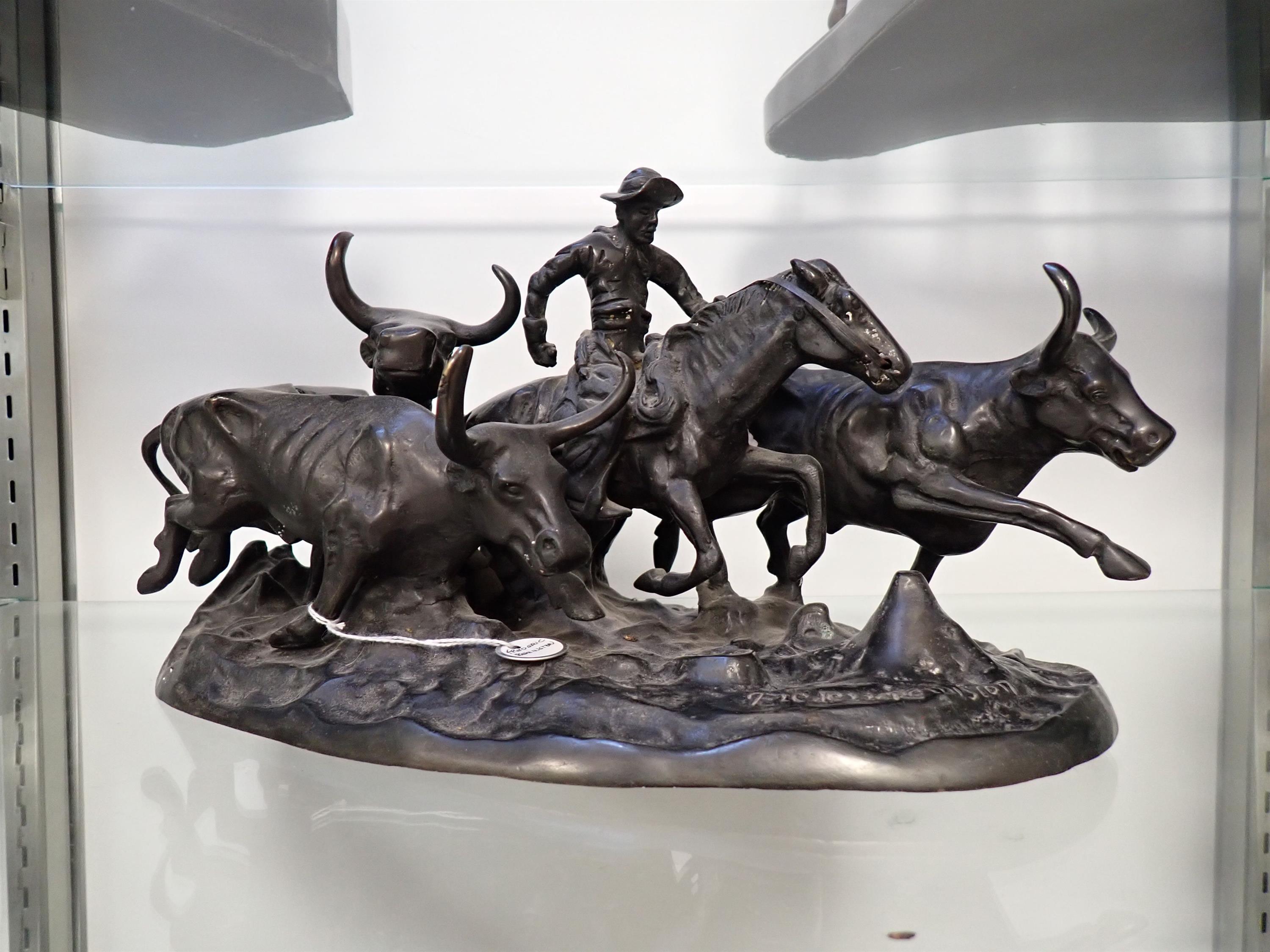 Frederic Remington Bronze Sculpture Stampede - Image 1 of 4