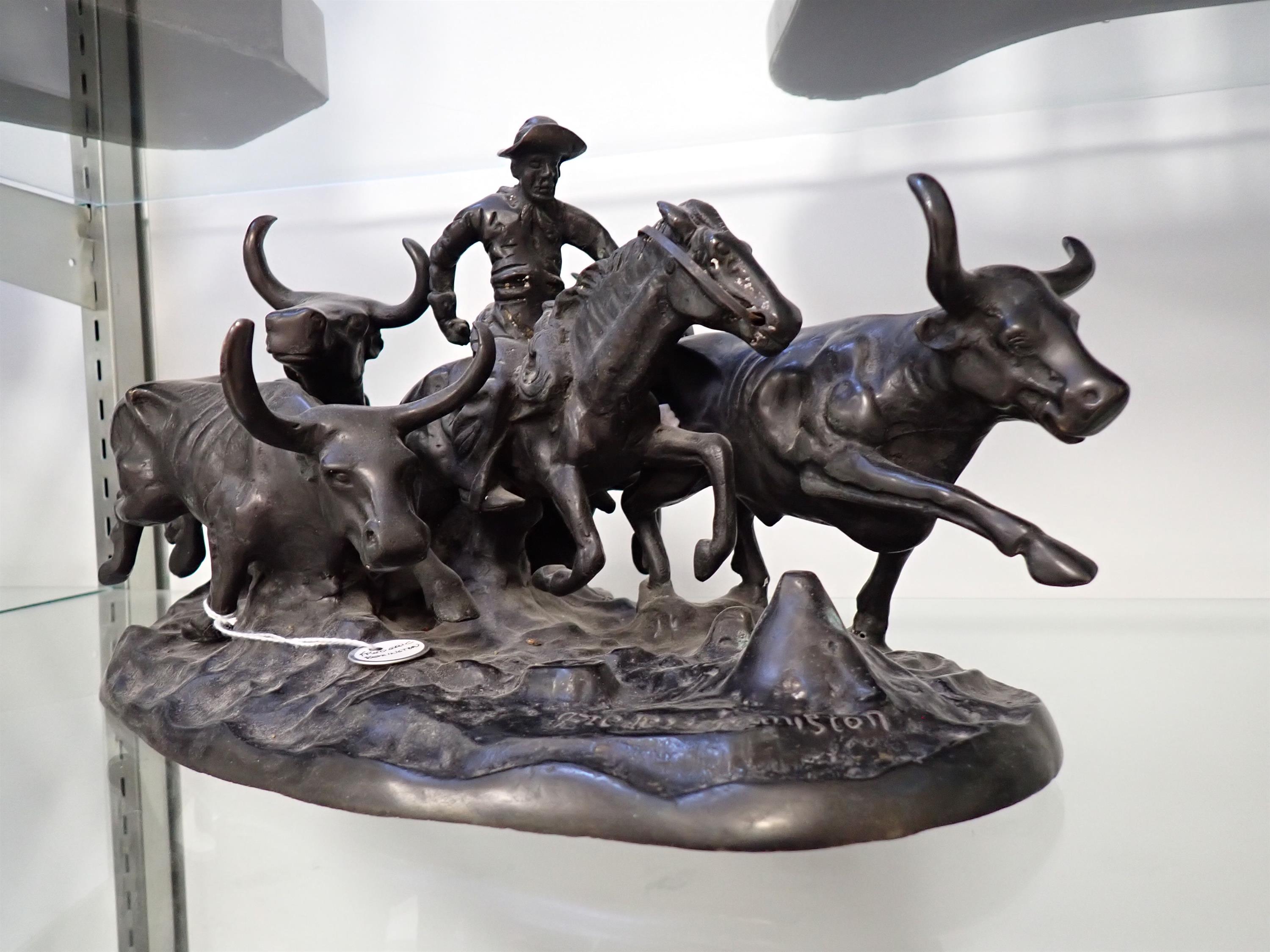 Frederic Remington Bronze Sculpture Stampede - Image 3 of 4