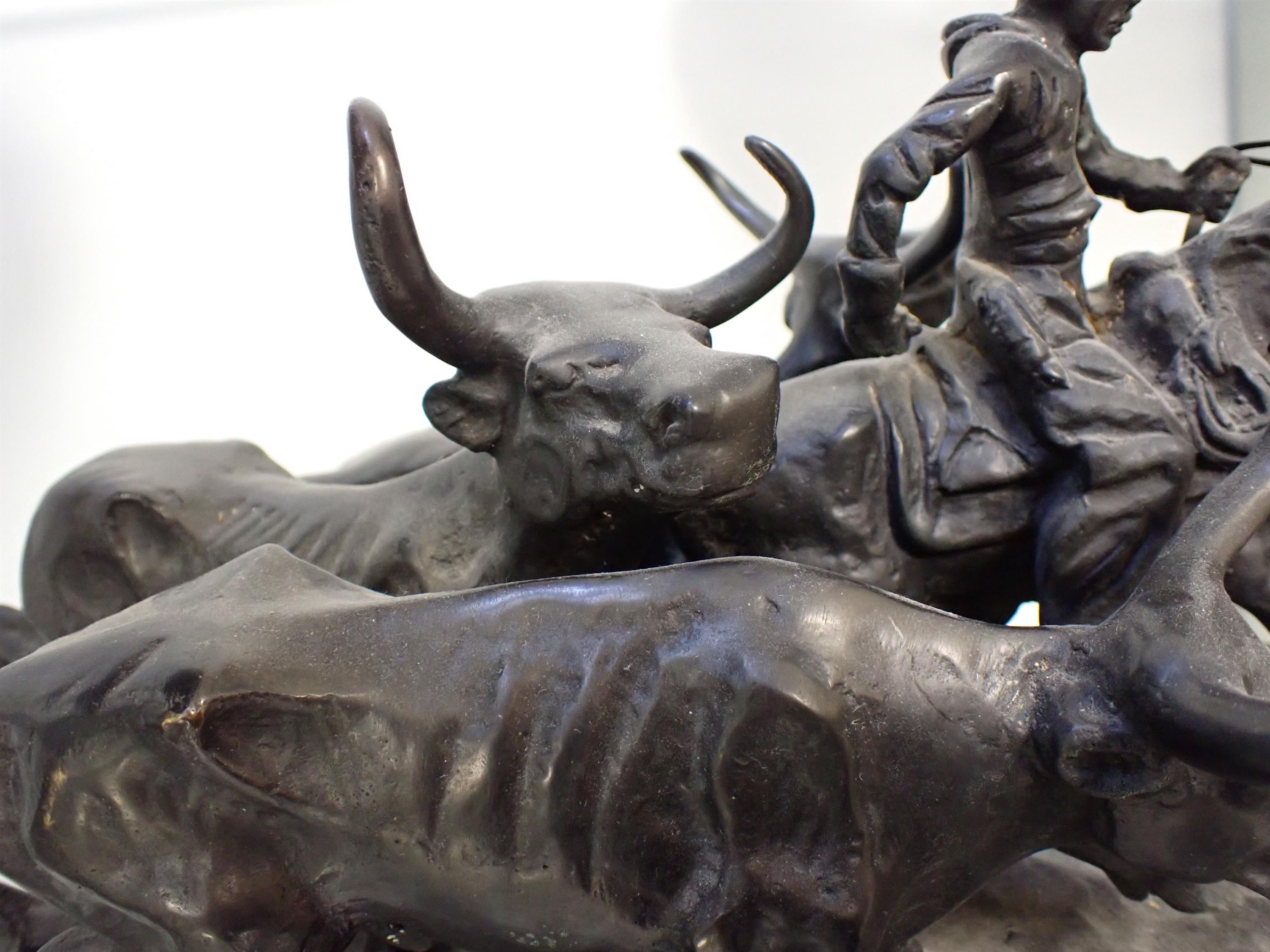 Frederic Remington Bronze Sculpture Stampede - Image 4 of 4