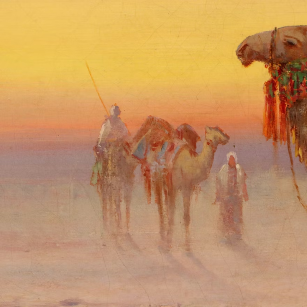 North African encampment with figures and camels - Image 2 of 4