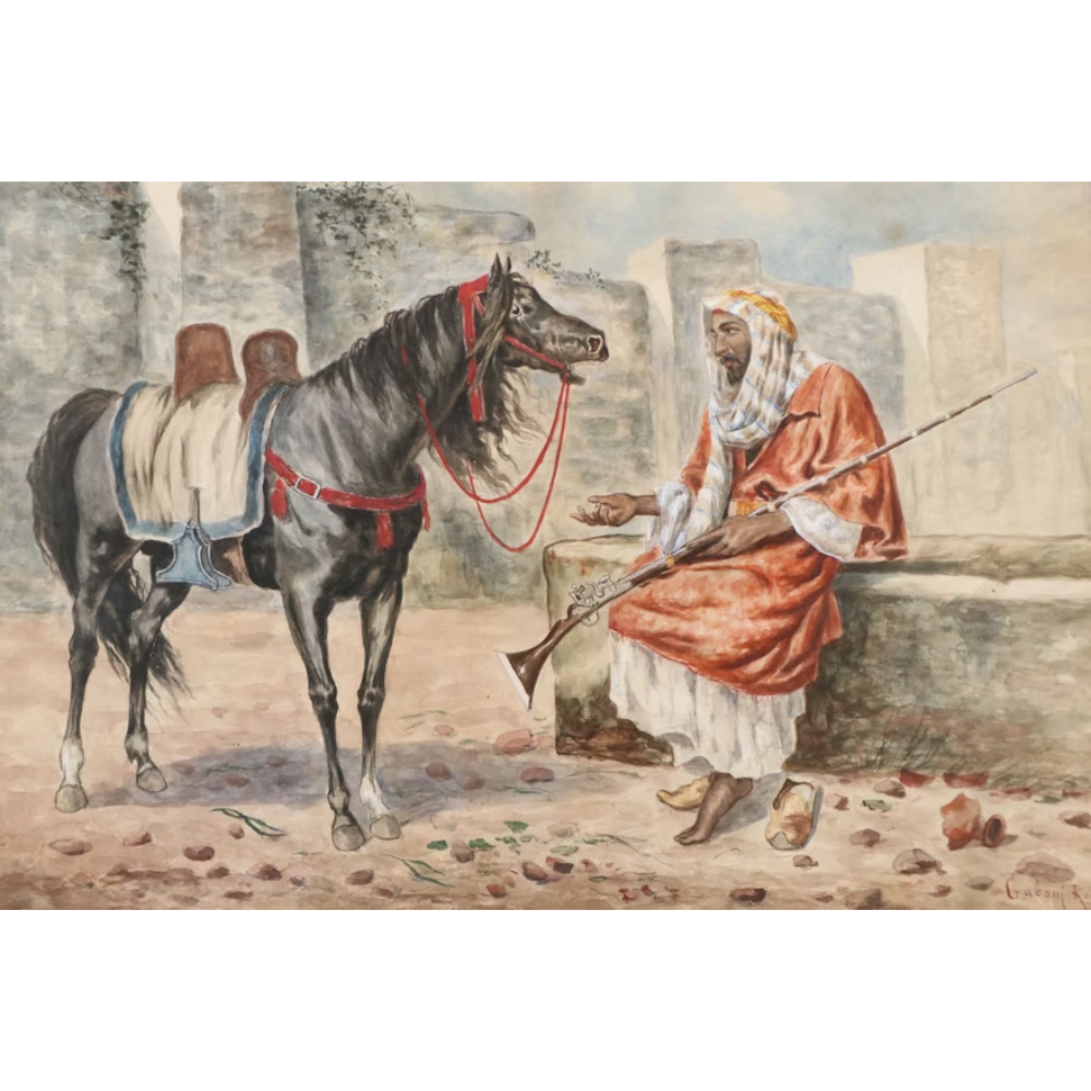 Orientalist Equine Scene - Image 2 of 4