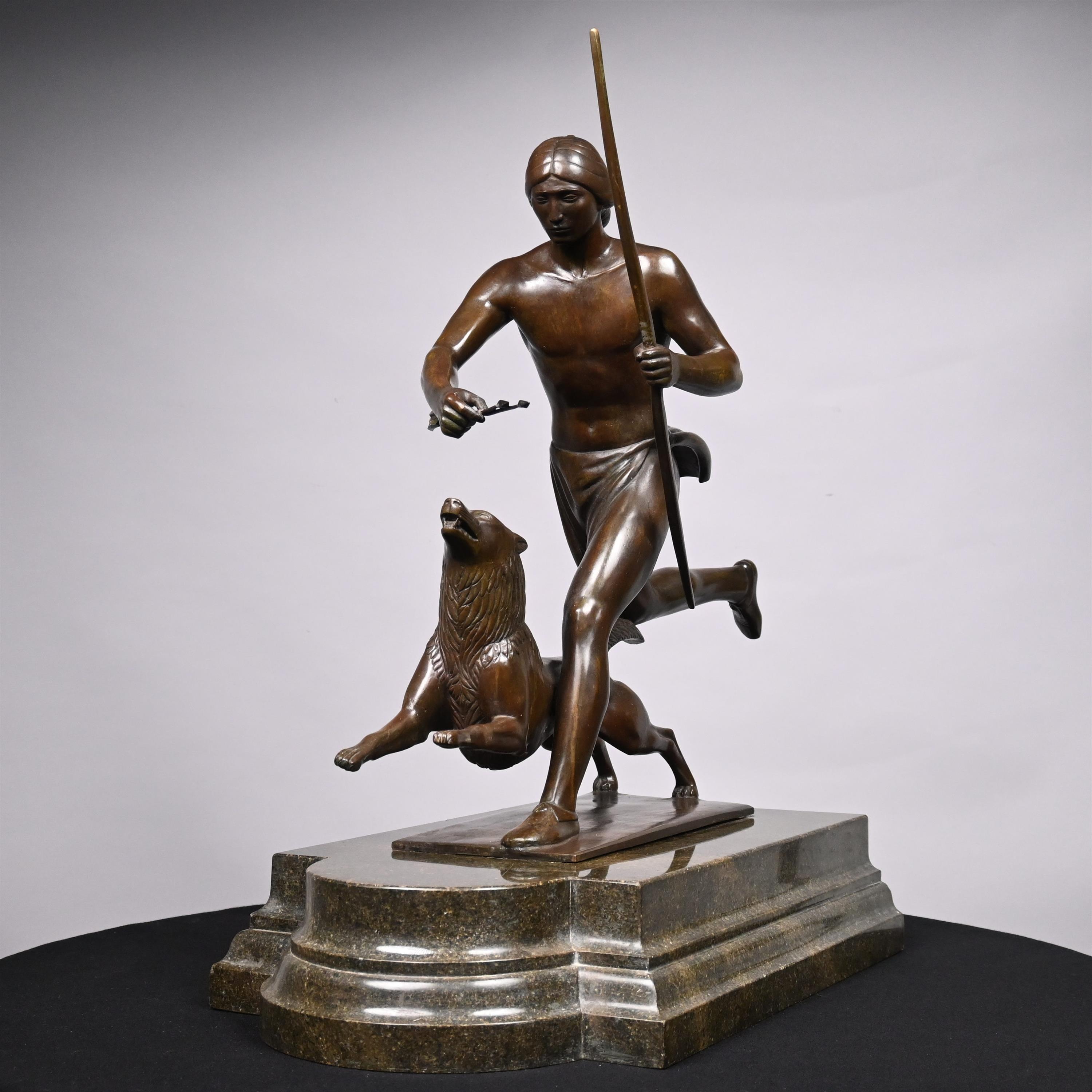 Paul Howard Manship - "Indian Hunter and His Dog" - Image 2 of 4