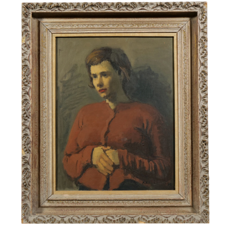 Portrait of a seated woman with clasped hands - Image 2 of 4