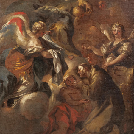 Vision of St. Francis, or Saint Francis Refuses the Priesthood, a Bozzeto - Image 3 of 4