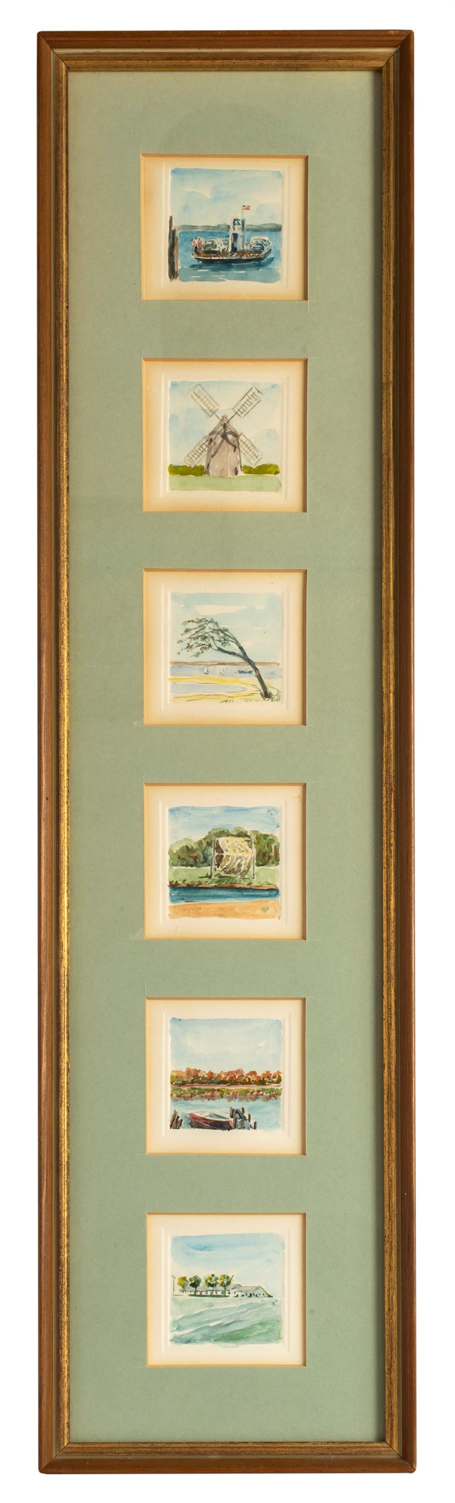 Shelter Island, NY, Six Miniature Watercolor Paintings - Image 1 of 4