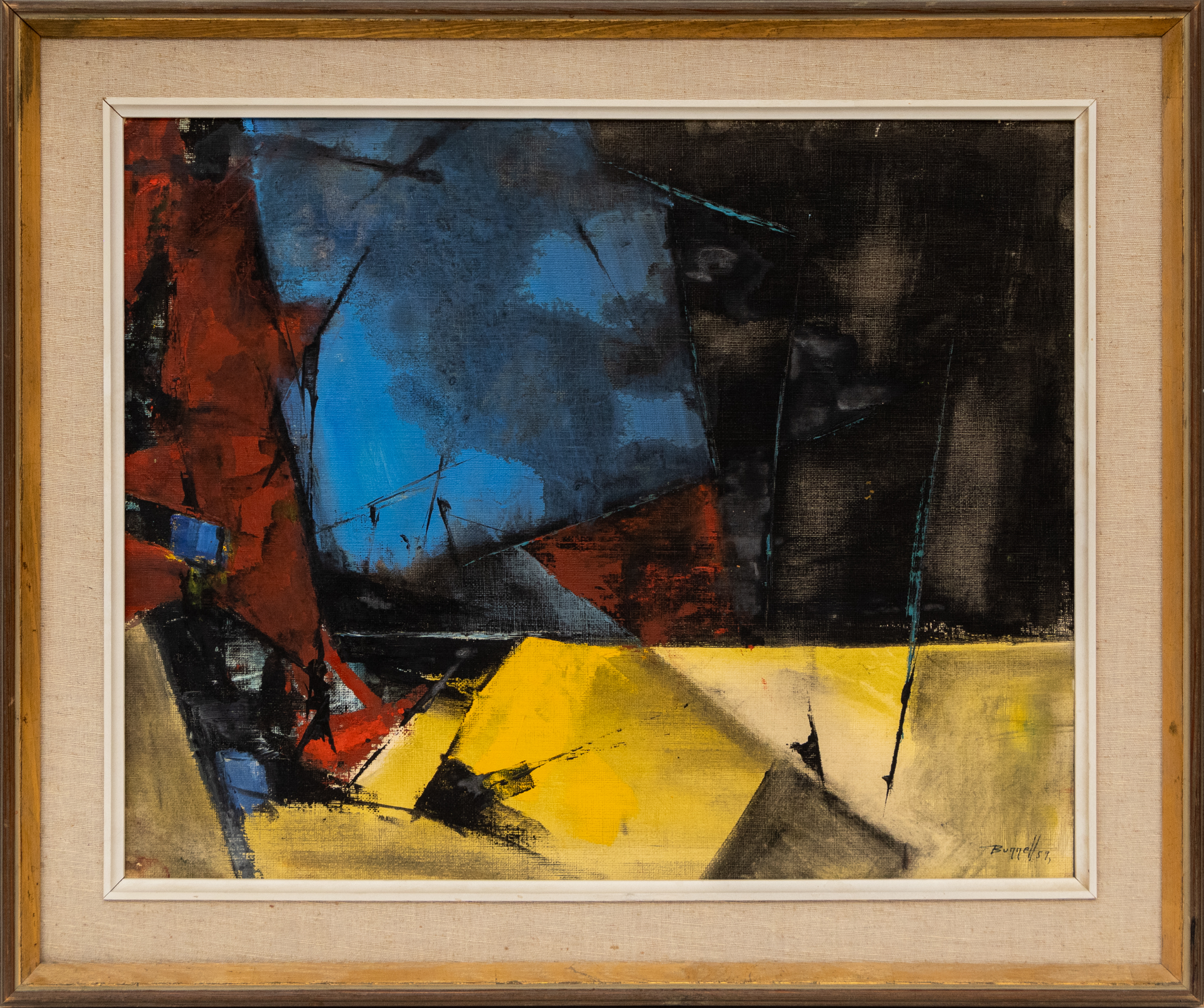 Untitled (Abstract Expressionist Composition in Yellow, Blue Red and Black) - Image 2 of 2