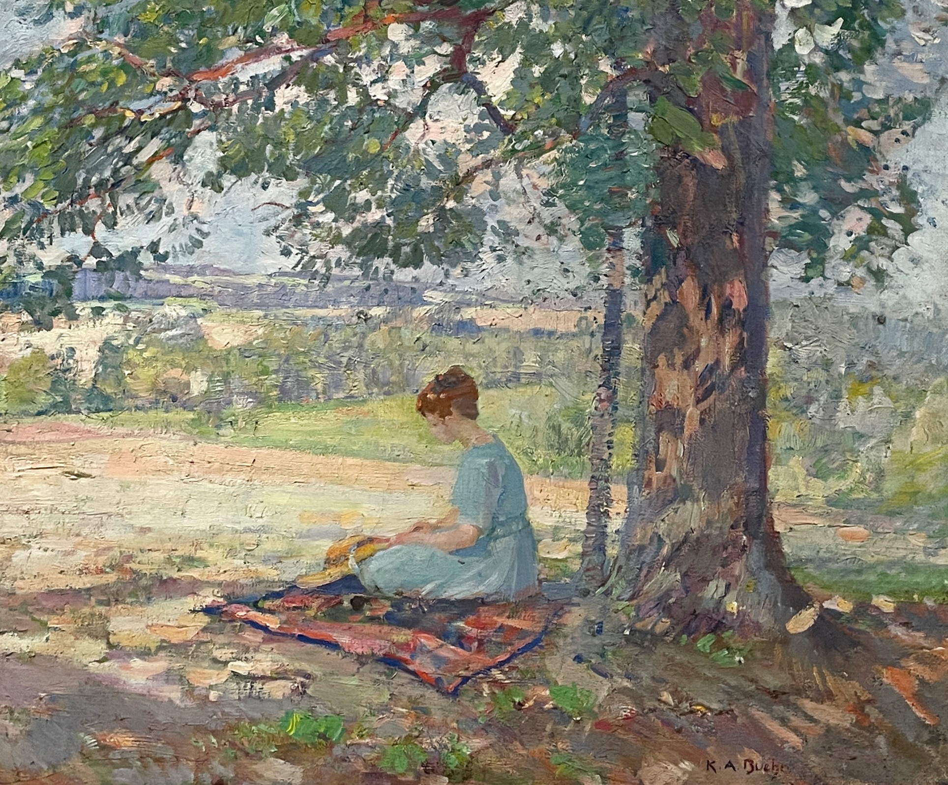 Woman Sitting Under a Tree - Image 1 of 2