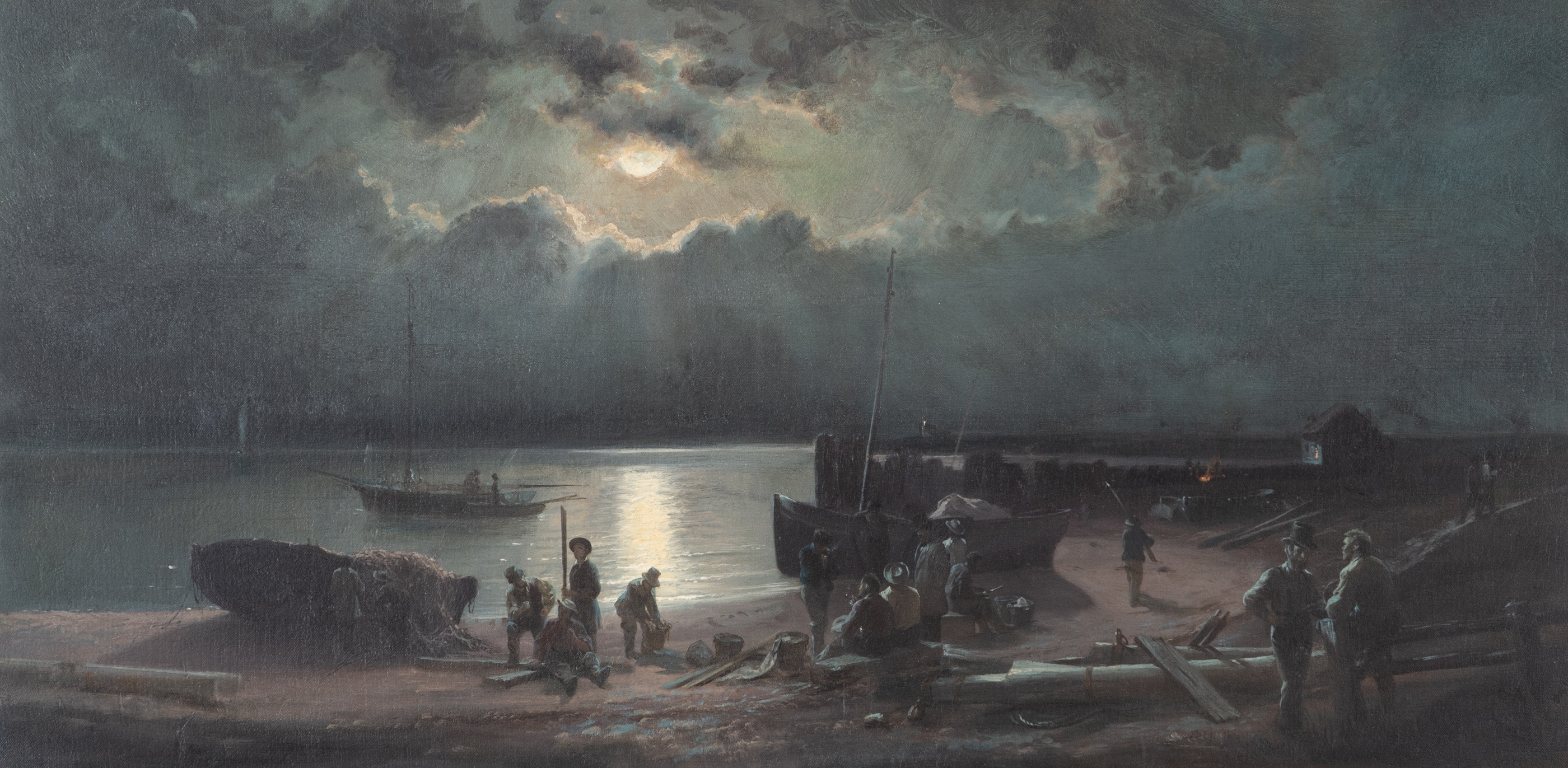 Moonlit Waterfront Landscape - Image 1 of 4